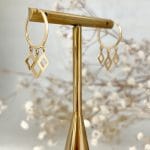 گوشواره حلقه ای با آویز لوزی